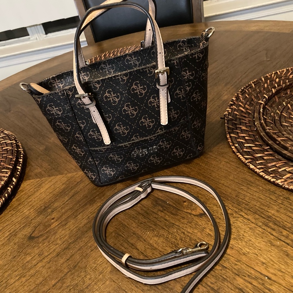 GUESS Delaney Monogram Mini Tote Bag w/Detachable Strap